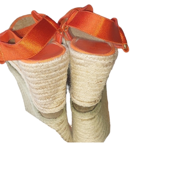 RALPH LAUREN Ilene Braided Espadrilles With Orange Elastic Straps Sz 11B - Picture 4 of 5